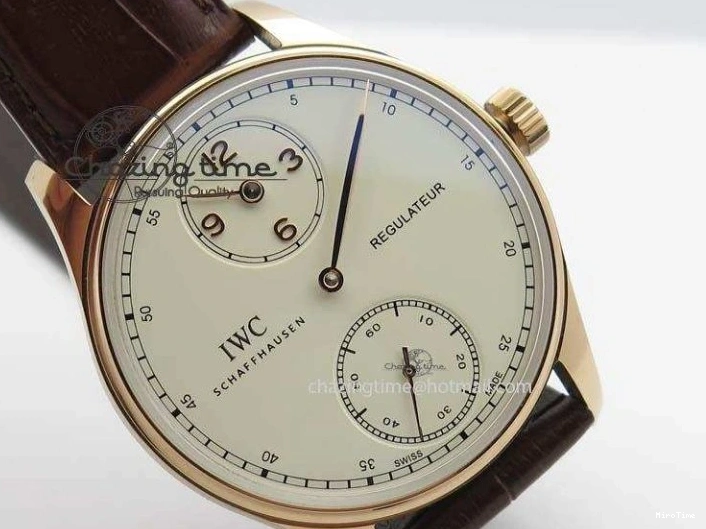 MIROTIME 0513 GoAnywhere Portuguese IW5444 RG White Dial RG Numbers On Brown Leather Strap A 7253
